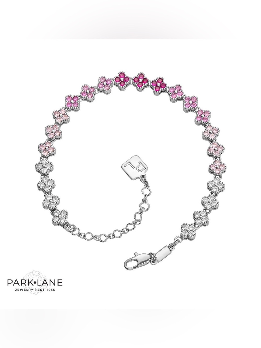 Park Lane Peony Bracelet quatrefoil ombré CZs that fade from blush pink to Clear